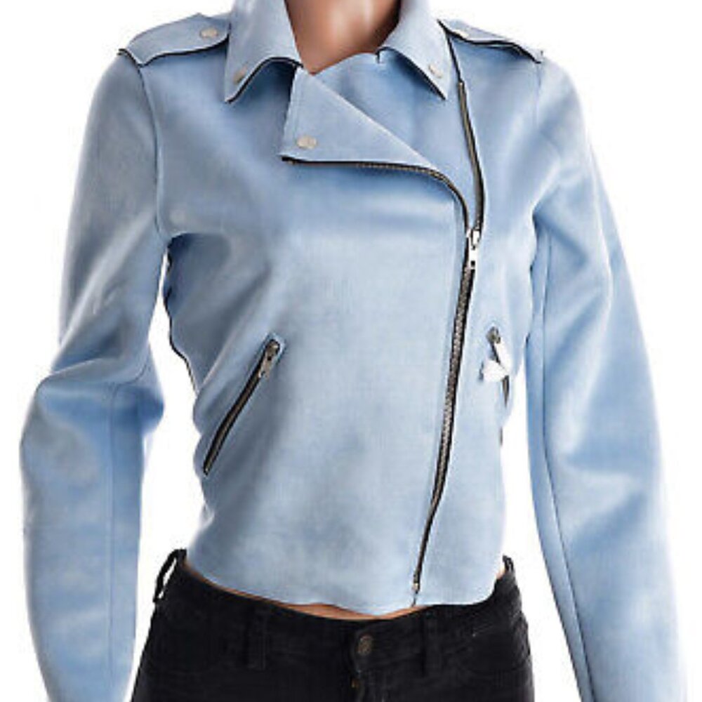 MEMBERS ONLY Blue Suede Moto Jacket